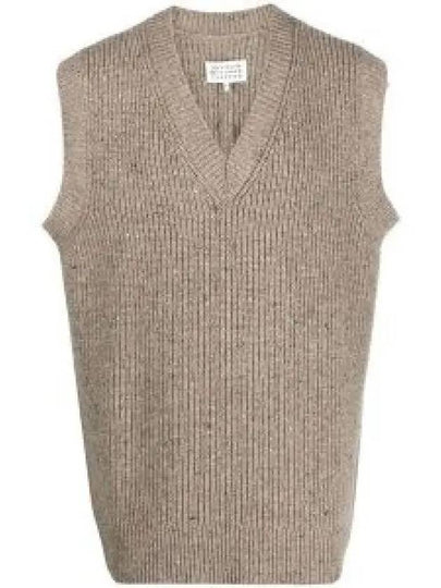 V neck ribbed knit walnut S50FB0097 S18207 732 1203695 - MAISON MARGIELA - BALAAN 1