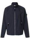 Logo Soft Shell Zip-Up Jacket Navy - STONE ISLAND - BALAAN 1