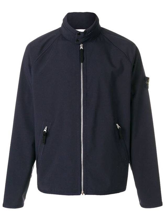 Logo Soft Shell Zip-Up Jacket Navy - STONE ISLAND - BALAAN 1