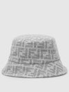 FF Jacquard Wool Silk Bucket Hat Grey - FENDI - BALAAN 3