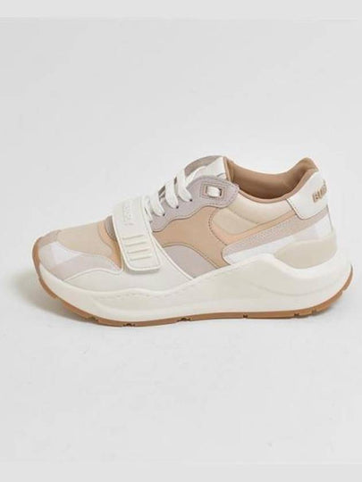 Checked Leather Nylon Low Top Sneaker Beige - BURBERRY - BALAAN 2