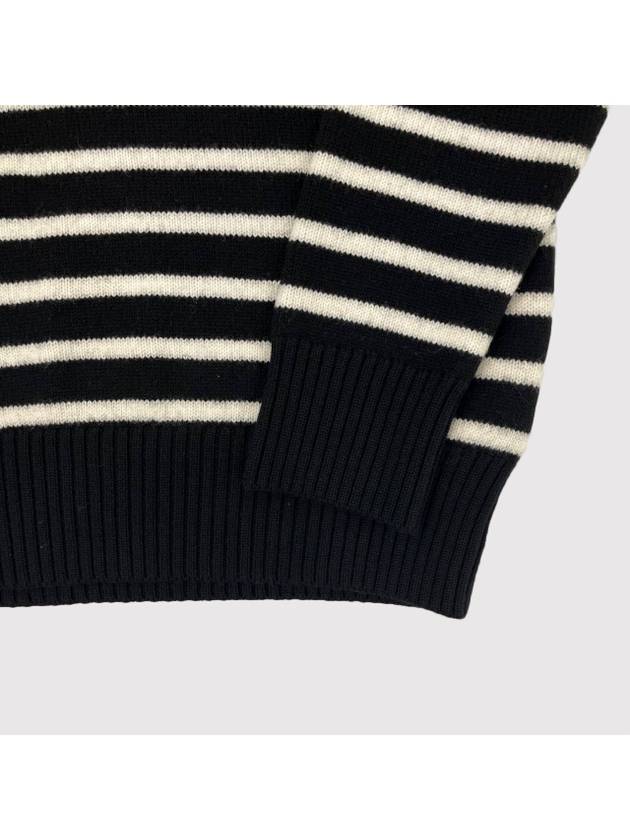 Big Heart Stripe Knit Turtleneck Black - AMI - BALAAN 4