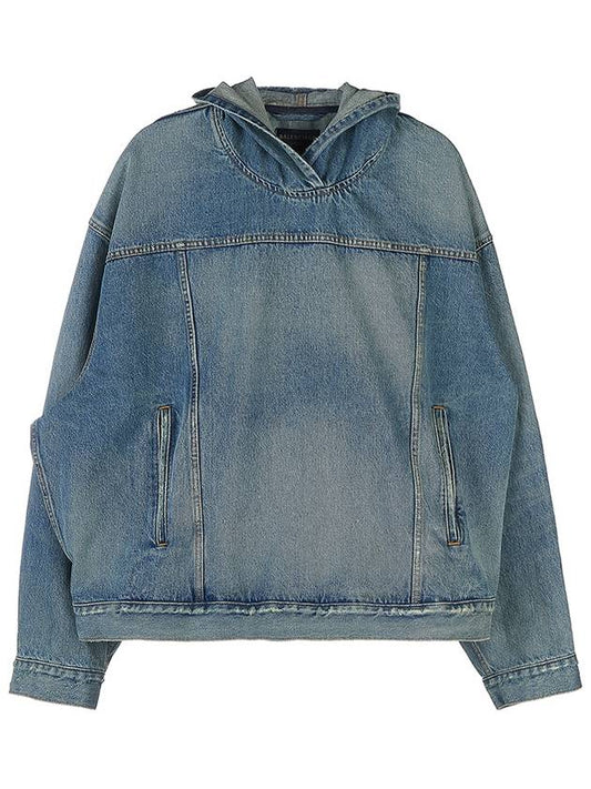 washed effect denim hood blue - BALENCIAGA - BALAAN.