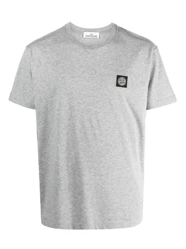 Logo Patch Cotton Short Sleeve T-Shirt Dust Melange Grey - STONE ISLAND - BALAAN 2