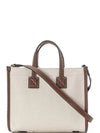 Mini Two-Tone Canvas and Leather Freya Tote Bag Natural Tan - BURBERRY - BALAAN 4