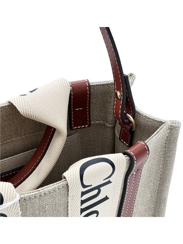 Women s Woody Logo Tote Bag Small White Brown CHC22AS397I26WOODY90U - CHLOE - BALAAN 4