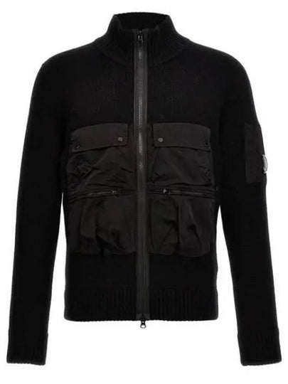 Lambswool Mixed Utility Zipped Knit Zip-Up Jacket Black - CP COMPANY - BALAAN 2