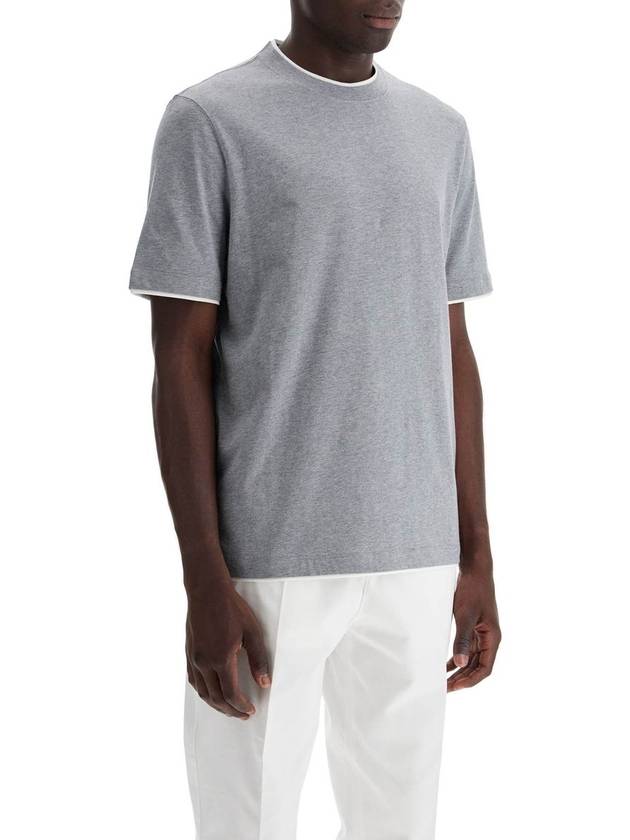 24 ss Cotton T-Shirt WITH Contrast PROFILES M0B137427CY918 B0650987562 - BRUNELLO CUCINELLI - BALAAN 3