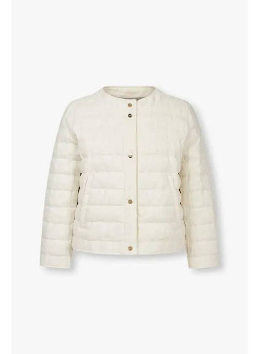 Women s Cropped Linen Down Padded Jacket Ivory - HERNO - BALAAN 1