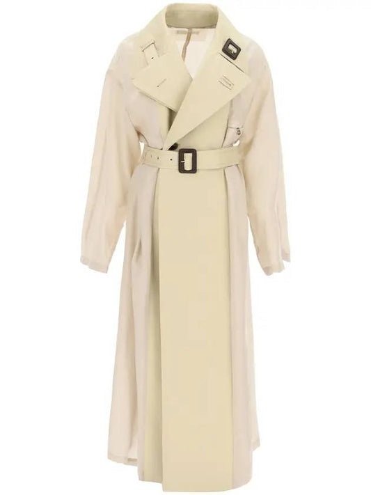 numbering patch two-tone trench coat beige - MAISON MARGIELA - BALAAN.