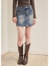 Beloved M Point Denim H Line Skirt Blue - MICANE - BALAAN 3