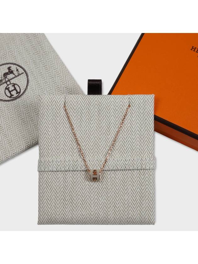 Mini Pop H Pendant Rose Gold & Marron Glace - HERMES - BALAAN 5