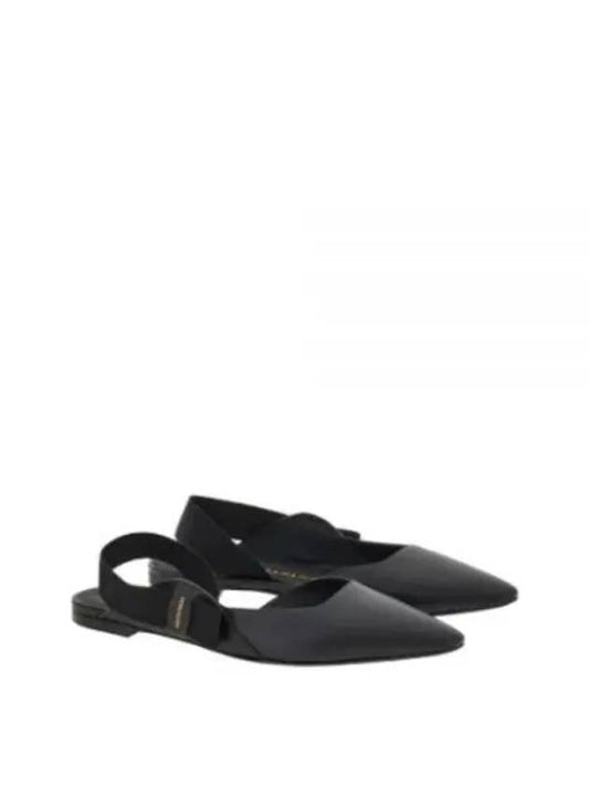 Leather Slingback Flat Shoes Black - SALVATORE FERRAGAMO - BALAAN 2