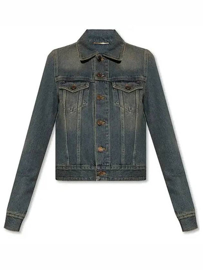 Vintage Washed Crop Denim Jacket Blue - SAINT LAURENT - BALAAN 2