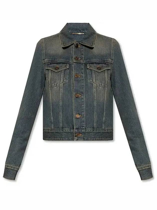 Vintage Washed Crop Denim Jacket - SAINT LAURENT - BALAAN 2