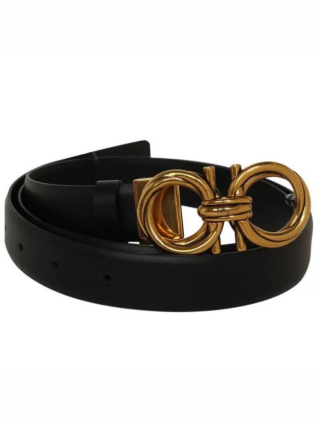 Adjustable Gancini Leather Belt Black - SALVATORE FERRAGAMO - BALAAN 2