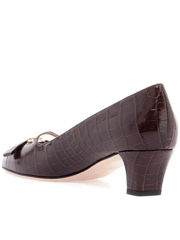 brown crocodile effect calfskin pumps with bow and medium heel - VALENTINO - BALAAN 3