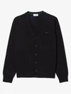 Vneck Wool Cardigan Black - LACOSTE - BALAAN 2