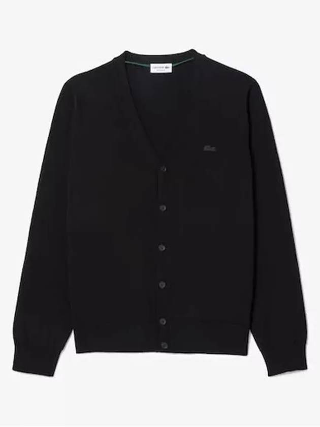 Vneck Wool Cardigan Black - LACOSTE - BALAAN 2