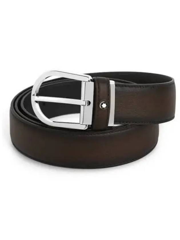 Men's Horsebit Buckle Classic Leather Belt Black - MONTBLANC - BALAAN 2