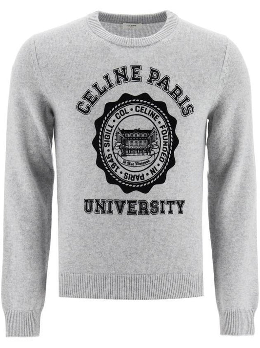 University Logo Cashmere Knit Top Grey - CELINE - BALAAN 1