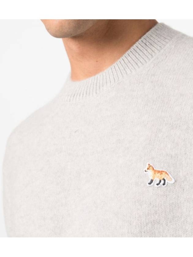 Baby Fox Patch Regular Knit Top Light Grey Melange - MAISON KITSUNE - BALAAN 6