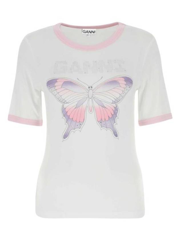 Women's Butterfly Short Sleeve T-Shirt White - GANNI - BALAAN 2