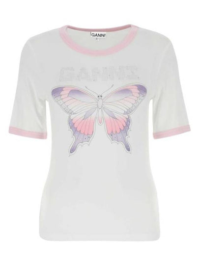 Women's Butterfly Short Sleeve T-Shirt White - GANNI - BALAAN 2