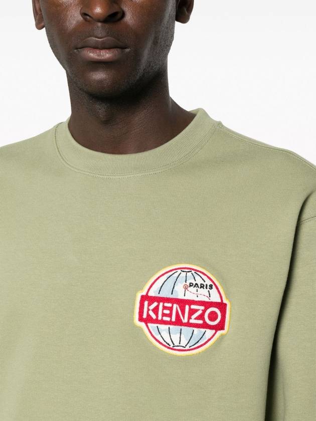 Men's Travel Logo Patch Cotton Sweatshirt Khaki - KENZO - BALAAN 5