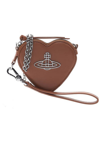 ORB Heart Chain Leather Cross Bag Brown - VIVIENNE WESTWOOD - BALAAN 1