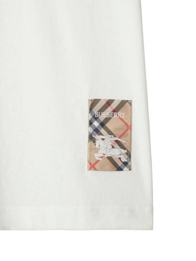 Check Label Cotton Short Sleeve T-Shirt Chalk - BURBERRY - BALAAN 6