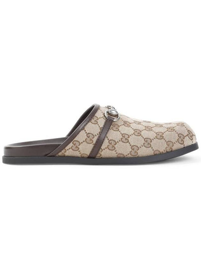 Men's Horsebit GG Canvas Slippers Beige - GUCCI - BALAAN 2