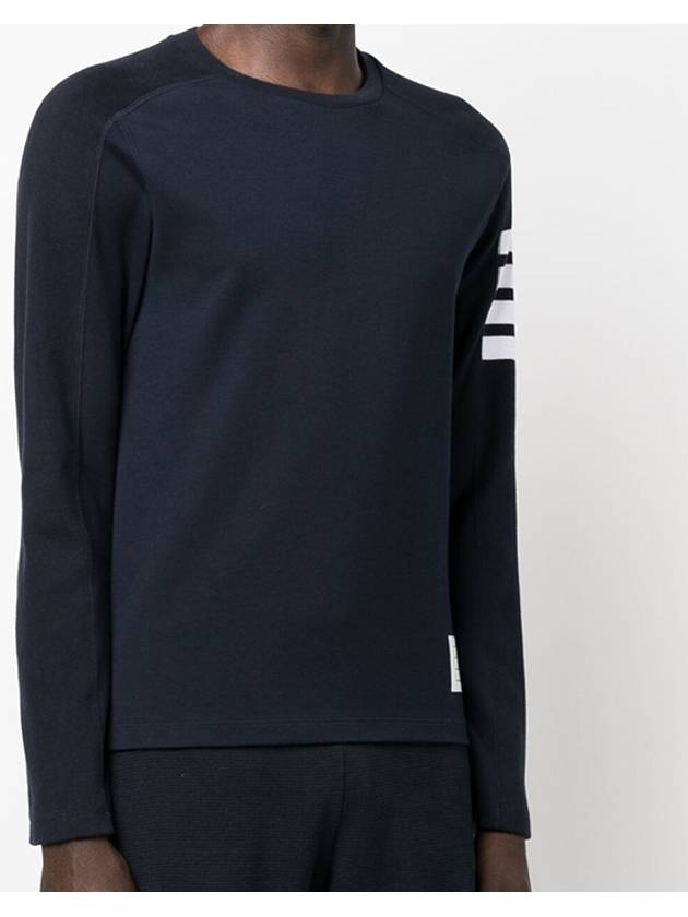 4-Bar Striped Cotton Long Sleeve T-Shirt Navy - THOM BROWNE - BALAAN 4