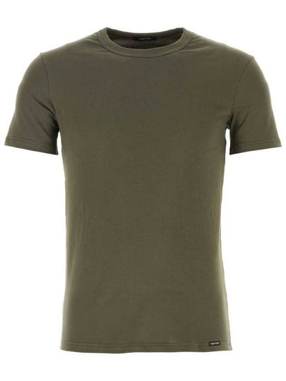 Cotton Crew Neck Short Sleeve T-Shirt Military Green - TOM FORD - BALAAN 2