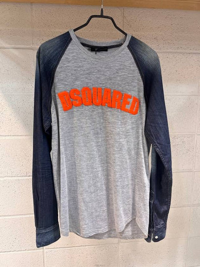 Men's denim color combination longsleeved Tshirt S74GC0849 - DSQUARED2 - BALAAN 2