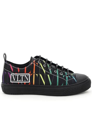 VLTN Rainbow Logo Low Top Sneakers Black - VALENTINO - BALAAN 1