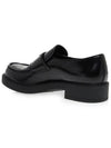 Chocolate Brushed Leather Loafers Black - PRADA - BALAAN 4