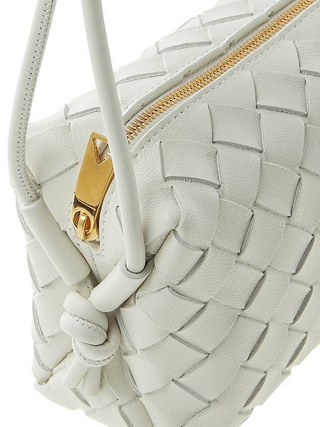 Intrecciato Loop Small Leather Cross Bag White - BOTTEGA VENETA - BALAAN 9