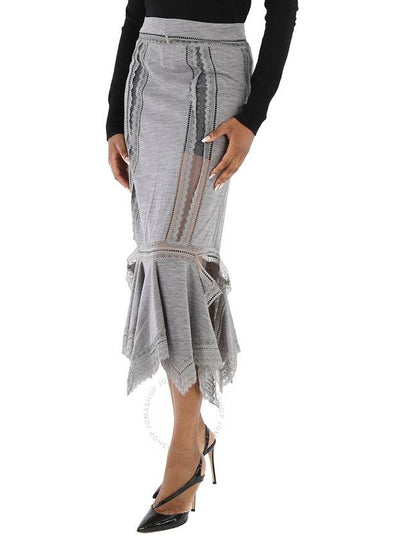 Burberry Ladies Cloud Grey Chantilly Lace And Wool Jersey Skirt, Brand Size 6 (US Size 4) - BURBERRY - BALAAN 2