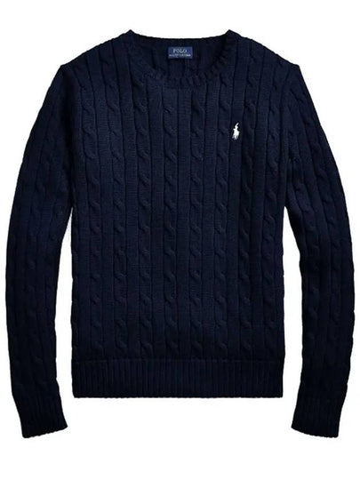 Cable Round Neck Wool Knit Top Navy - POLO RALPH LAUREN - BALAAN 2