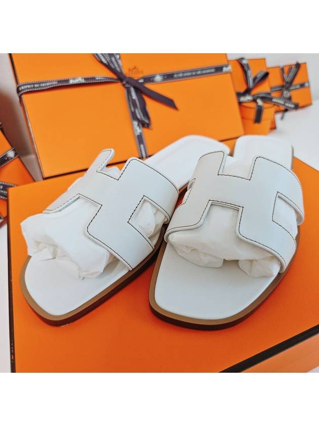 Oran Calfskin Slippers Blanc - HERMES - BALAAN 7