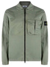 Garment Dyed Stretch Cotton Overshirt Jacket Sage Green - STONE ISLAND - BALAAN 2