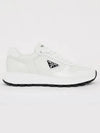 Triangle Logo Leather Low-Top Sneakers White Black - PRADA - BALAAN 3