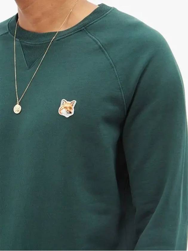 Embroidered Fox Head Sweatshirt Dark Green - MAISON KITSUNE - BALAAN 4