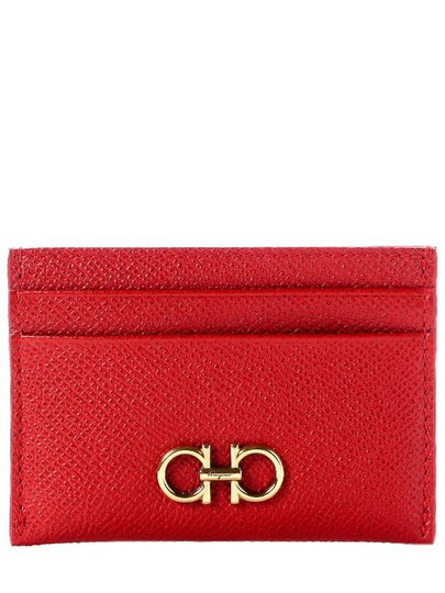 Gancini Card Wallet Lipstick Red - SALVATORE FERRAGAMO - BALAAN 2