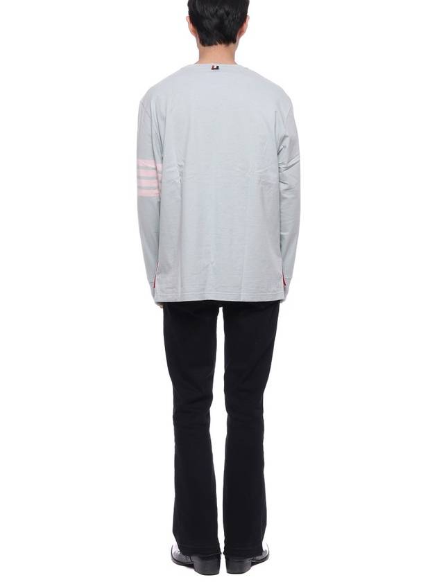 4 Bar Crew Neck Long Sleeve T-Shirt Blue - THOM BROWNE - BALAAN 6