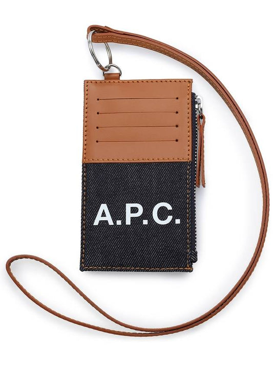 logo zipper strap leather card wallet dark brown - A.P.C. - BALAAN 2
