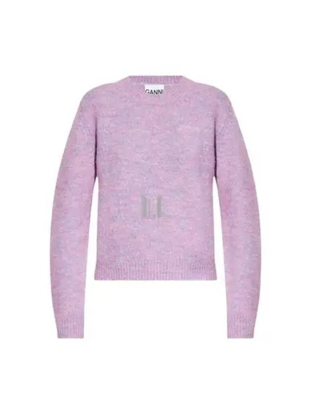 Cotton Mix Round Neck Knit Top Rose Violet - GANNI - BALAAN 2