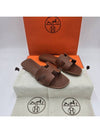 Oran Calfskin Slippers Gold Piqures Ecrues - HERMES - BALAAN 7