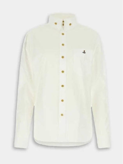 ORB Embroidered Logo Button Down Long Sleeve Shirt White - VIVIENNE WESTWOOD - BALAAN 2